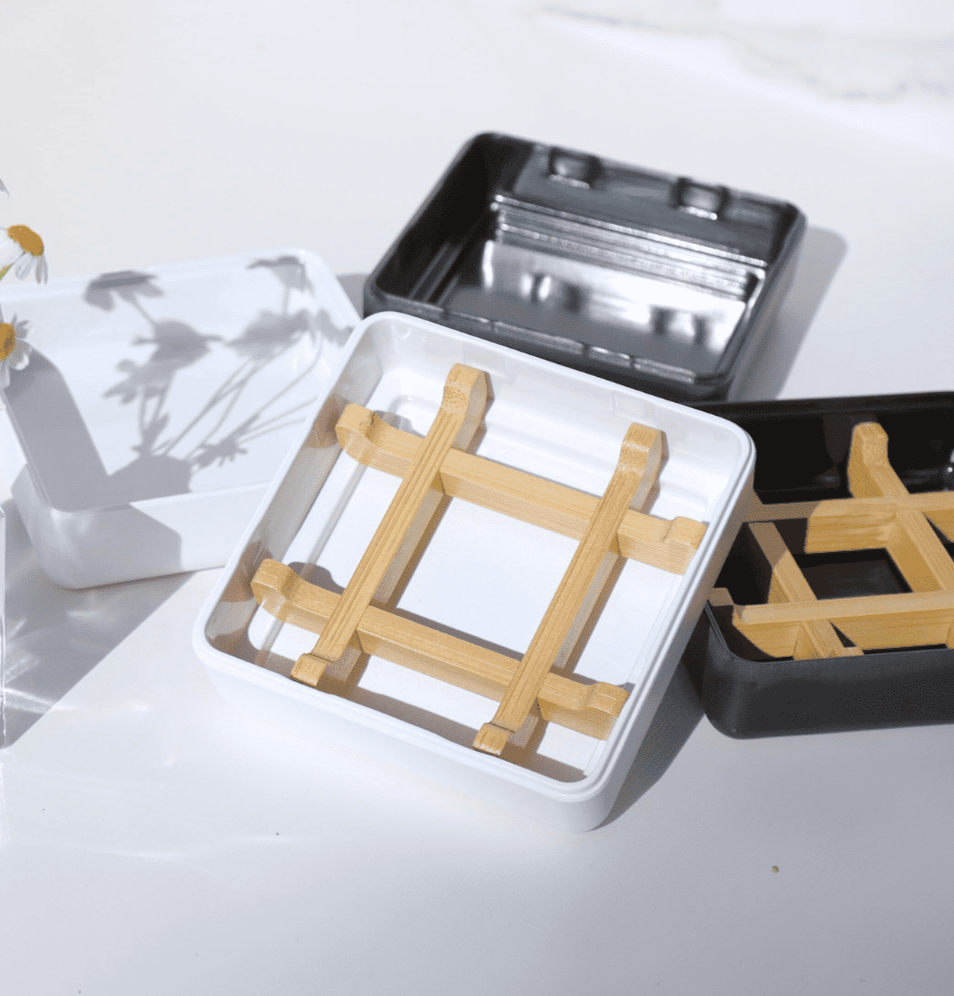 Bamboo soap best sale holder with lid